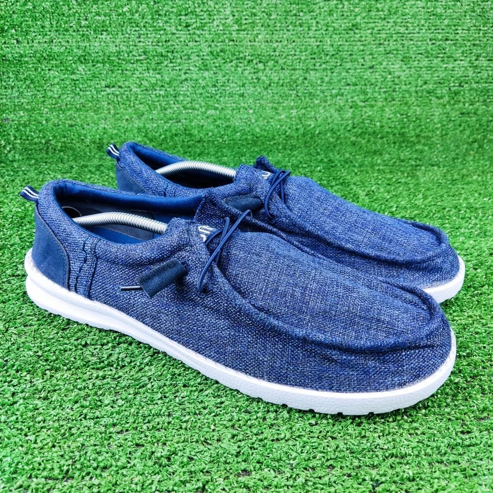 Nautica Loafers Mens 13 Blue Rushford Boat Shoes Textile Slip On Casual Comfort